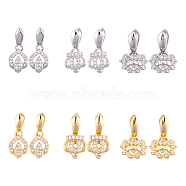 Brass Micro Pave Clear Cubic Zirconia Ice Pick Pinch Bails, Long-Lasting Plated, Mixed Shapes, Platinum & Golden, 12pcs/box(ZIRC-CA0001-04)