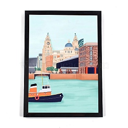 DIY 5D Liverpool City Canvas Diamond Painting Kits, with Resin Rhinestones, Sticky Pen, Tray Plate, Glue Clay, Frame and Drawing Pin, for Home Wall Decor Full Drill Diamond Art Gift, The Pier Head, 399x297x3mm(DIY-C018-07)