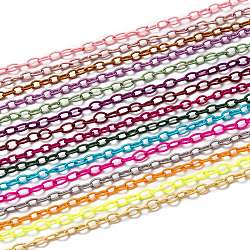 Handmade Nylon Cable Chains Loop, Oval, Mixed Color, 8~9x11~13x2mm, about 85cm/strand, 33.5 inch(EC-A001-M)