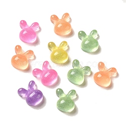 Transparent Resin Decoden Cabochons with Glitter Powder, Mixed Color, Rabbit, 12x10.5x5.7mm(RESI-E053-08D)