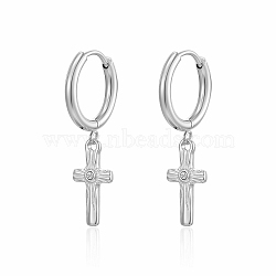 Stainless Steel Cross Earrings with Rhinestone for Women(QX9775-2)