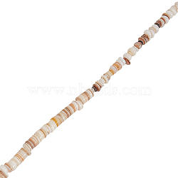 Natural Shell Beads Strands, Disc, Heishi Beads, Antique White, 2.5~6.5mmx0.3~3.7mm, Hole: 1mm, about 191pcs/strand, 14.57''(37cm)(BSHE-WH0013-01)