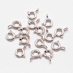 925 Sterling Silver Spring Ring Clasps, Electroplate, Rose Gold, 9x6x1.5mm, Hole: 3mm(STER-G019-02-RG01)