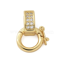 Brass Micro Pave Clear Cubic Zirconia Twister Clasps, Rack Plating, Cadmium Free & Lead Free, Long-Lasting Plated, Real 18K Gold Plated, Rectangle, 14x11x5.5mm, Hole: 5.5mm(KK-P293-02B-G)