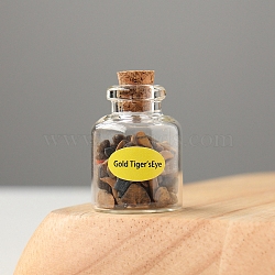 Natural Tiger Eye Display Decorations, Reiki Energy Stone Chip Wishing Bottle, 20x30mm(DJEW-PW0009-013E)