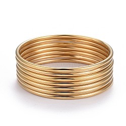 Fashion 304 Stainless Steel Bangle Sets, Golden, 2-3/8 inch(6cm), 7pcs/set(X-BJEW-L664-022A-G)