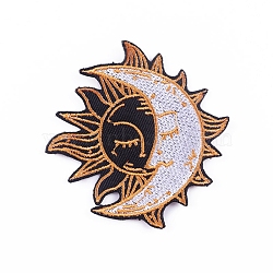 Sun Moon Computerized Embroidery Cloth Iron on Patches, Stick On Patch, Costume Accessories, Appliques, Black, 70x68mm(WG15087-03)