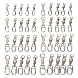 40Pcs 8 Styles Brass & 304 Stainless Steel Fishing Fast Snap Clips, Quick Change Connectors, Platinum & Stainless Steel Color, 20~43x6~12x3~8mm, Hole: 3~7mm & 5.2~11x3.8~8.3mm, 5pcs/style(FIND-GO0001-20)