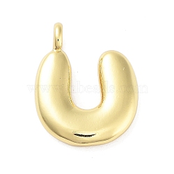 Rack Plating Brass Balloon Letter Pendants, Cadmium Free & Lead Free, Long-Lasting Plated, Real 18K Gold Plated, Letter U, 16.5~18.5x5.5~18x2.5x4.5mm(KK-C050-01G-U)