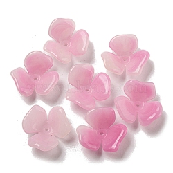 Two-tone Opaque Acrylic Beads, Gradient Color, Flower, Hot Pink, 23x21.5x8.5mm, Hole: 1.6mm(OACR-G034-03G)