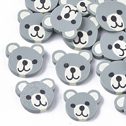 Handmade Polymer Clay Cabochons, Bear, Gray, 8~12x8~12x1.5~2mm, about 196~245pcs/49g(X-CLAY-S091-024D)