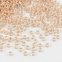 Iron Open Jump Rings, Cadmium Free & Lead Free, Rose Gold, 21 Gauge, 4x0.7mm, Inner Diameter: 2.6mm, about 1000pcs/50g(X-IFIN-R209-0.7x4-RG)
