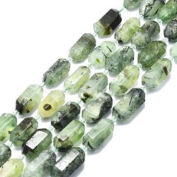 Natural Prehnite Beads Strands, Faceted, Double Terminated Pointed/Bullet, 25~27x13~15x12~13mm, Hole: 1.2mm, about 12~13pcs/strand, 15.35 inch(39cm)(G-F715-062)
