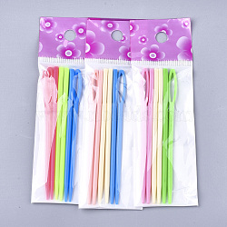 ABS Plastic Knitting Needles, Mixed Color, 90x6x3mm, Hole: 3x20mm, 6pcs/set(TOOL-T006-42)