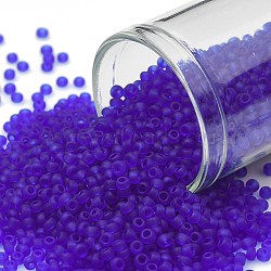 TOHO Round Seed Beads, Japanese Seed Beads, (8F) Transparent Frost Dark Sapphire, 11/0, 2.2mm, Hole: 0.8mm, about 5555pcs/50g(SEED-XTR11-0008F)
