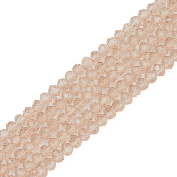 Glass Beads Strands, Faceted, Rondelle, Tan, 2.9~3.3x2mm, Hole: 0.8mm, about 145~150pcs/strand, 34~35cm