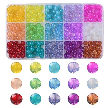 330Pcs 15 Colors Baking Painted Glass Beads Strands, Imitation Opalite, Round, Mixed Color, 8mm, Hole: 1.3~1.6mm, 22pcs/color