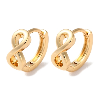 Infinity Brass Hoop Earrings for Women, Real 18K Gold Plated, 13x14x5.5mm