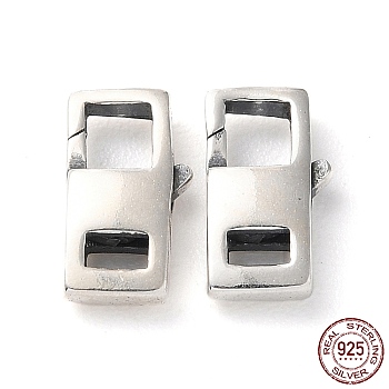 925 Thailand Sterling Silver Lobster Claw Clasps, with 925 Stamp, Rectangle, Antique Silver, 12x7x3mm, Hole: 3x2mm
