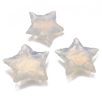 Opalite Beads, No Hole/Undrilled, Bumpy, Hammered Star, 27~33x28.5~35x6~7mm