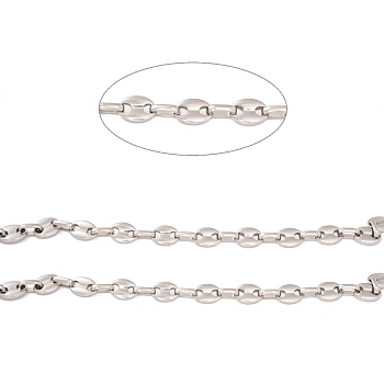 304 Stainless Steel Coffee Bean Chain, Unwelded, Stainless Steel Color, Link: 9x6x1.5mm and 7x4.5x1.5mm