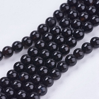 Natural Black Onyx Beads Strands, Grade AB, Round, Dyed & Heated, Black, 4mm, Hole: 0.8mm, about 97pcs/strand, 15.5 inch