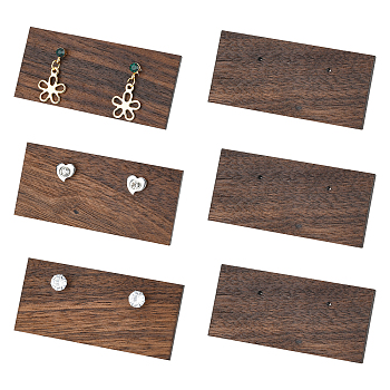 Walnut Wood Earring Displays, Rectangle, Coconut Brown, 6.2x2.8x0.35cm