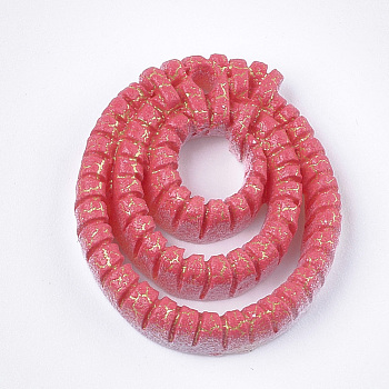 Resin Pendants, Imitation Woven Rattan Pattern, Oval, Red, 27x22x4.5mm, Hole: 1.8mm