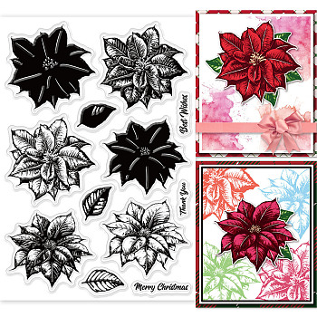 Custom PVC Plastic Clear Stamps, for DIY Scrapbooking, Photo Album Decorative, Cards Making, Flower Pattern, 160x110x3mm