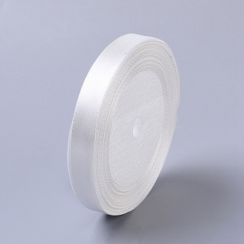 Single Face Satin Ribbon, Polyester Ribbon, White, 1/2 inch(12mm), about 25yards/roll(22.86m/roll), 250yards/group(228.6m/group), 10rolls/group