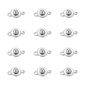 304 Stainless Steel Snap Clasps, Stainless Steel Color, 15.5x10x5mm, Hole: 1.5mm, 20pcs/box