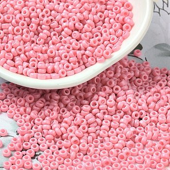 Baking Paint Glass Seed Beads, Donut, Light Coral, 8/0, 2.5~3x1~1.5mm, Hole: 1~1.2mm, about 40909pcs/1pound