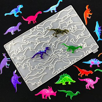 Dinosaur DIY Silicone Molds, Resin Casting Molds, For UV Resin, Epoxy Resin Jewelry Making, White, 285x188x6.5mm