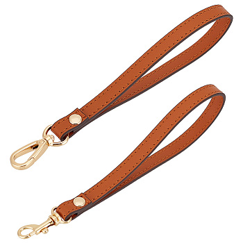 Elite 2Pcs 2 Style Leather Bag Wristlet Straps, Clutch Bag Handle, with Alloy Swivel Clasps, for Bag Accessories, Saddle Brown, 20.5x1.2x0.9cm, 1pc/style