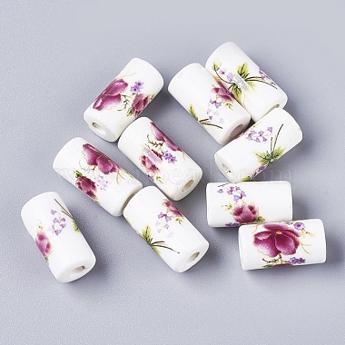 17mm OldRose Column Porcelain Beads