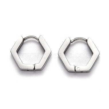 Pendientes de aro hexagonales de acero inoxidable resistentes al deslustre 304(STAS-H156-03B-P)-2