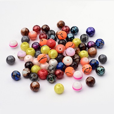 Разнообразные разноцветные круглые стеклянные бусины(DGLA-X0003-8mm)-6