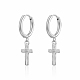 boucles d'oreilles croix en acier inoxydable avec strass pour femme(QX9775-2)-1