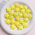 UV Plating Plastic Beads, Iridescent Star, Yellow, 22x22mm, Hole: 2.8mm(PW-WG17565-12)