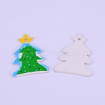 Printed Wooden Pendants, Dyed, for Christmas, Christmas Tree, Green, 36.5x28.6x1.5mm, Hole: 2.5mm(WOOD-WH0104-03)