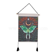 Bohemia Style Cloth Wall Hanging Tapestry, Vertical Tapestry, with Wood Rod & Iron Traceless Nail & Cord, for Home Decoration, Rectangle, Leaf Pattern, 850mm(HJEW-E003-01T)