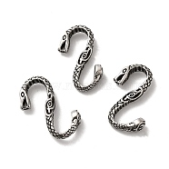 Tibetan Style 304 Stainless Steel S Shaped Snake Clasps, S-Hook Clasps, Antique Silver, 27x14x4mm, Hole: 3x1mm(STAS-K250-06)