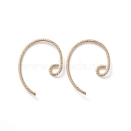 Brass Earring Findings, with Horizontal Loop, Long-Lasting Plated, Real 18K Gold Plated, 19x14mm, 18 Gauge, Pin: 1mm(ZIRC-G160-08G)