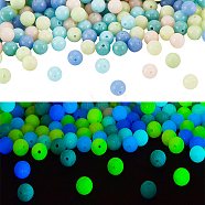 180Pcs 6 Colors Round Glass Beads Strand, Luminous Glow in the Dark, Mixed Color, 6mm, Hole: 0.5mm, 30Pcs/color(GGLA-OC0001-16)