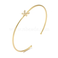 Rack Plating Brass Micro Pave Clear Cubic Zirconia Letter Open Cuff Bangles, Torque Bangles for Women, Real 18K Gold Plated, Lead Free & Cadmium Free, Letter K, Inner Diameter: 1-7/8x2-1/4 inch(4.8x5.8cm)(BJEW-A018-01G-K)