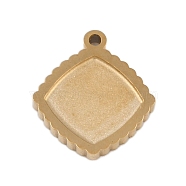 Ion Plating(IP) 304 Stainless Steel Pendant Cabochon Settings, Rhombus, Polished, Real 18K Gold Plated, Tray: 7.5x7.5mm, 11.5x10x1.5mm, Hole: 0.9mm(STAS-U019-49G)