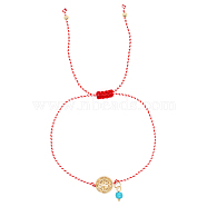 Simple Adjustable Jesus Link Bracelets, Synthetic Turquoise Charm Bracelets for Women(MJ7356)