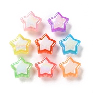 Plating Acrylic Bead, AB Color Plated, Star, 17x17.5x10.5mm, Hole: 3.5mm, 359pcs/500g(OACR-H112-01C)