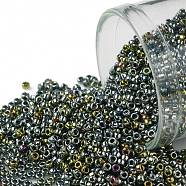 TOHO Round Seed Beads, Japanese Seed Beads, (721) Galvanized Blue Gold, 15/0, 1.5mm, Hole: 0.7mm, about 15000pcs/50g(SEED-XTR15-0721)
