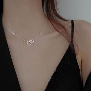 Fashionable and Versatile Alloy Love Heart Pendant Necklace for Daily Wear and Pairing, Platinum(UJ9732-2)